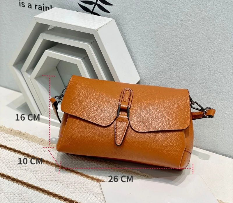 High Quality Cow Leather Women\'s Shoulder Bag Crossbody Lady Casual Handbag Underarm Pouch Multiple Compartments Messenger Bag