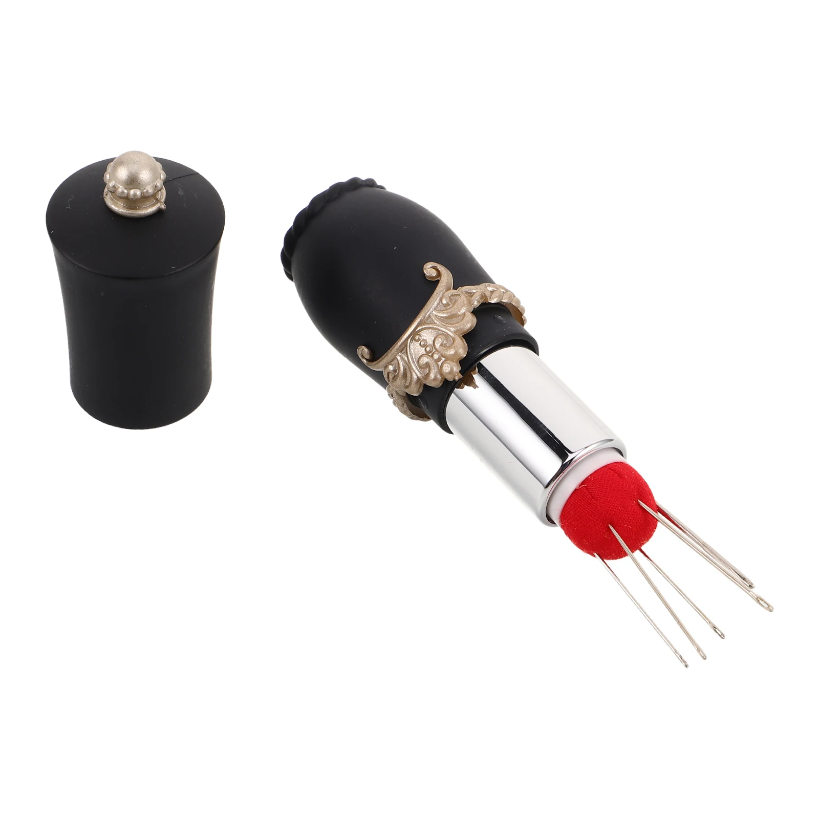 

Crown Lipstick Needle Insert Storage Holder Box Pincushions Metal Tubes Embroidery Kit Boxes for Needles Portable Sewing