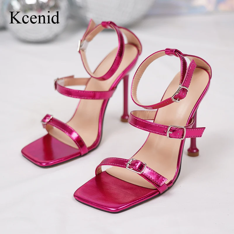 

Kcenid Summer Narrow Band Sandals Summer Women Thin High Heels Modern Sandals Open Toe Pumps Fashion Ankle Strap Prom Shoes