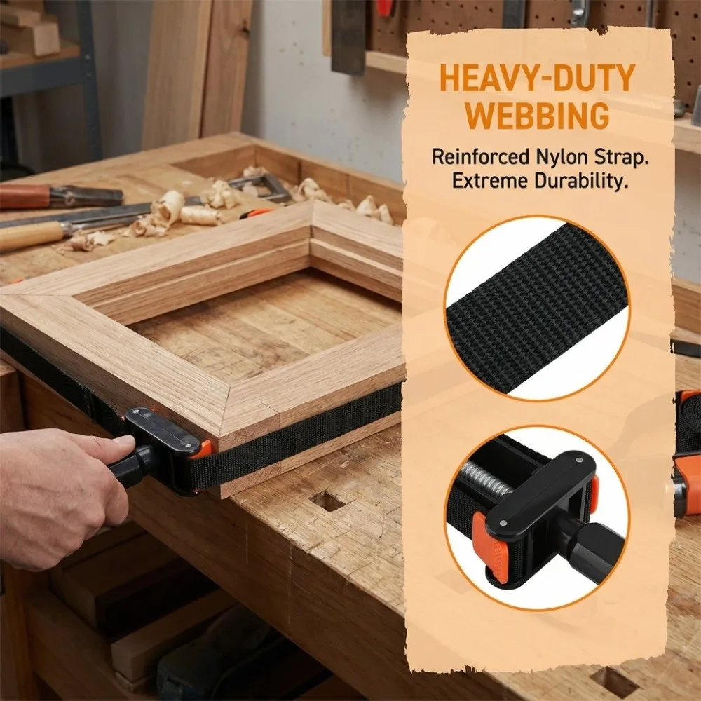 

Easy Operation Multifunctional Band Clamp Adjustable Polygon Woodworking Clamp Durable Sturdy Angle Clamp Frame Assembly