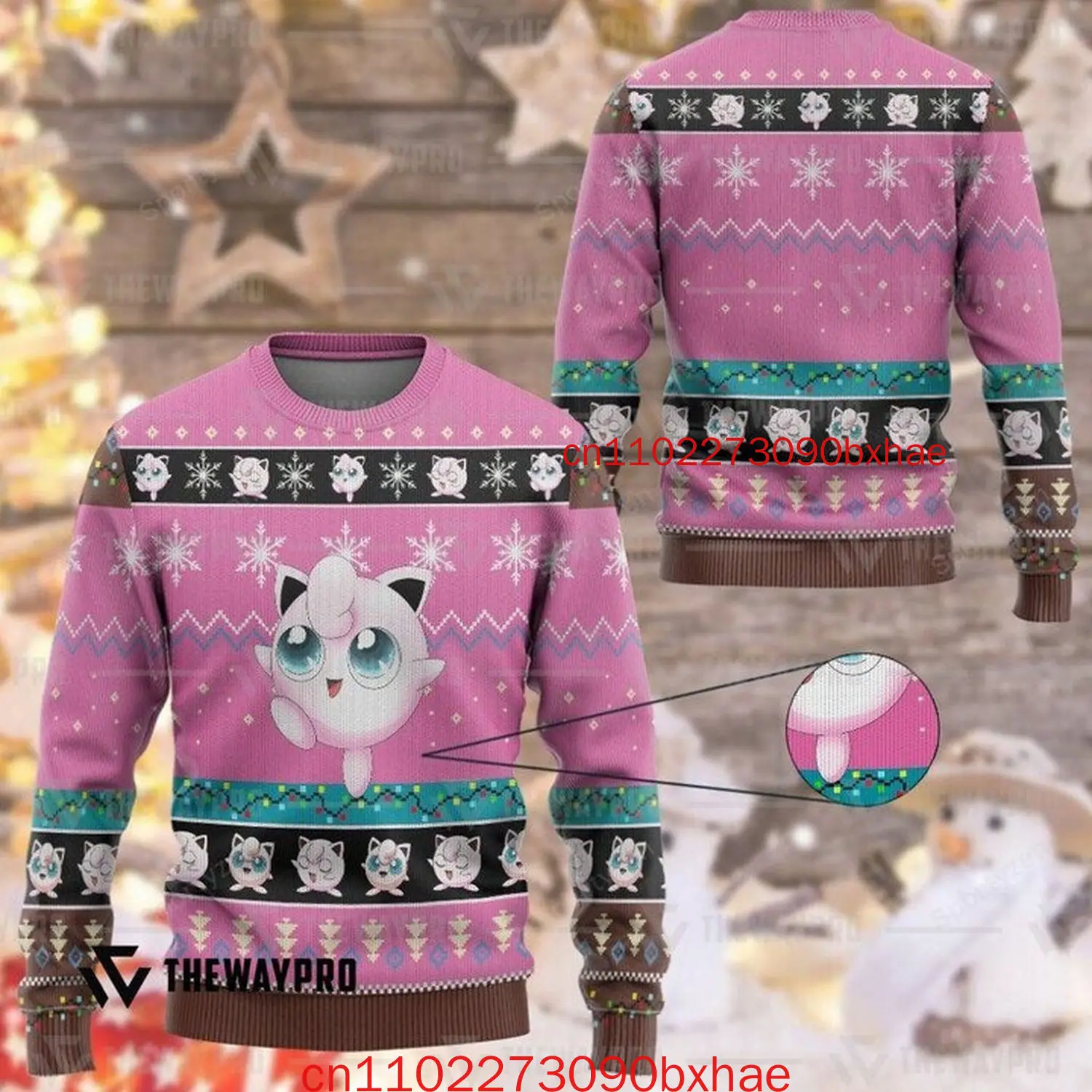 เสื้อคริสต์มาสลายโปเกมอนไซดั๊ก พิมพ์ลายเต็มตัว ลาย 3 มิติ สำหรับผู้ชาย ผู้หญิง และเด็ก ฤดูใบไม้ร่วงและฤดูหนาว