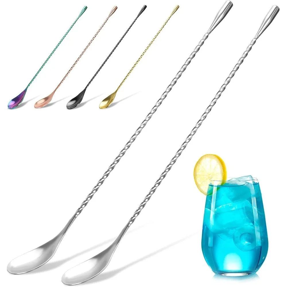 

D2 30/40cm 304 Stainless Steel Stirring Bar Spoon Cocktail Spoon Spiral Pattern Bartending Tool Drip Spoon Long Handle Bar Tool