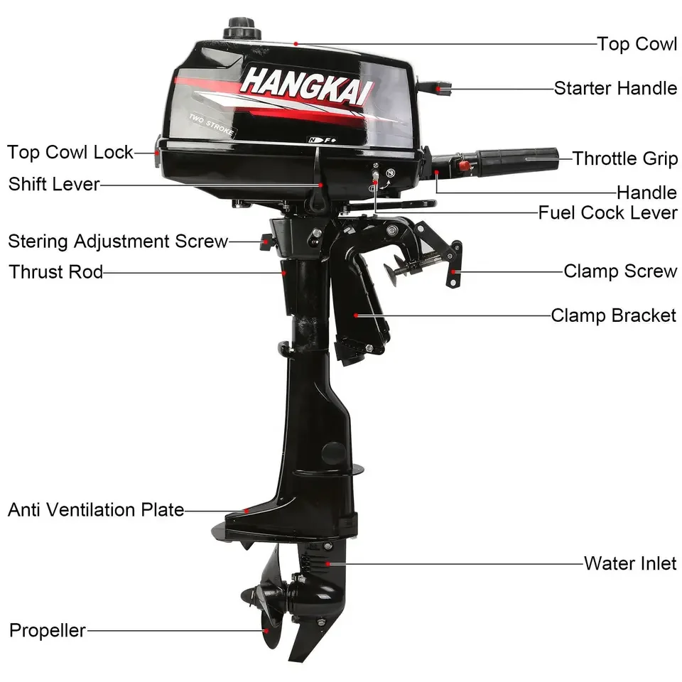 Hangkai 4.0HP 2.9KW Water Cooled Powerful Outboard Motor Gasoline Boat Engine 2 Stroke