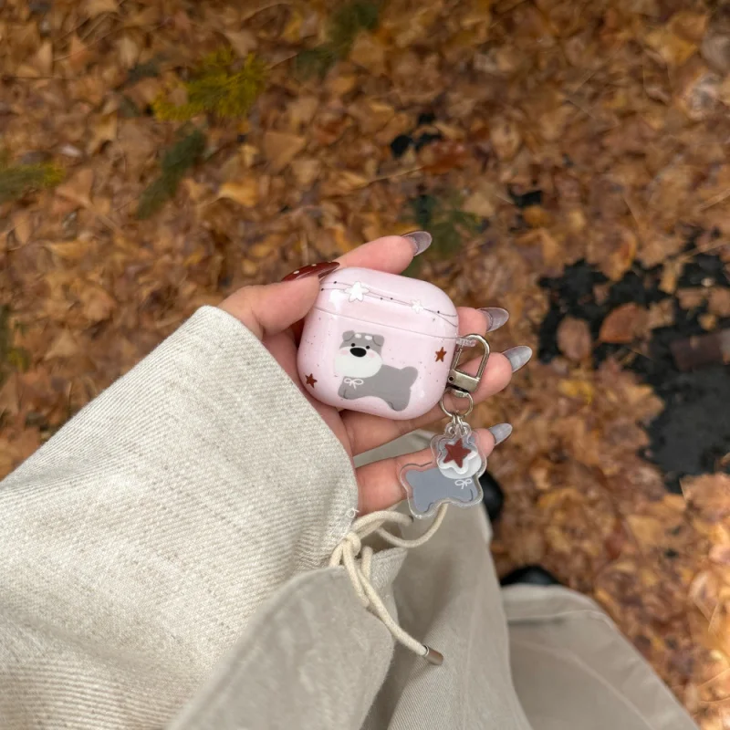 スプラッシュインクグレー子犬イヤホンケース Appleairpods3/4対応漫画ペンダントPRO2/PRO3個性