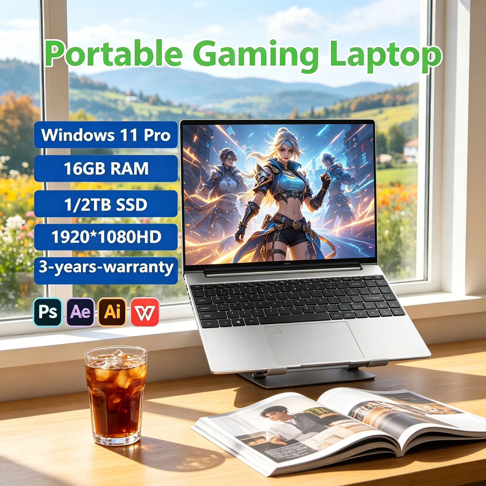 

Lightweight Daily Use Notebook 14.1 Inch N95 120Hz Fast Refresh Screen 32GB RAM 2TB SSD Backlit Keyboard Portable Laptop