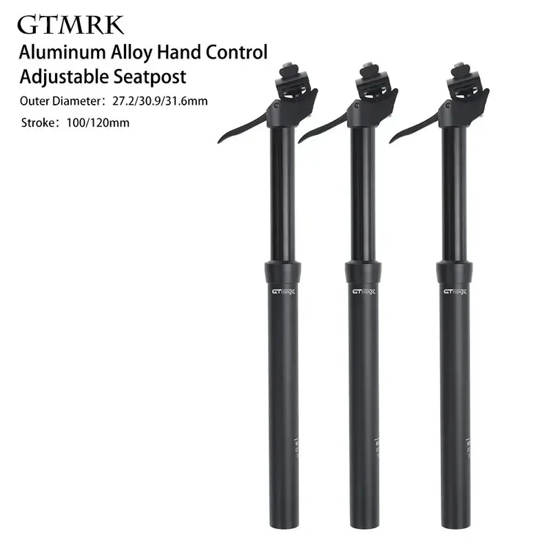Mountain Bike Hydraulic Dropper Seatpost, 27.2/30.9/31.6mm Height Adjustable MTB Seatpost, CNC Aluminum Alloy Bicycle Seat