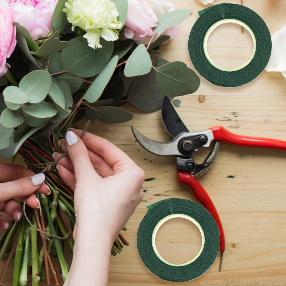 

12 Rolls Floral Tape for Bouquets Green Crepe Paper Flower Stem Wraps DIY Floral Arrangement Tape Florist Supplies