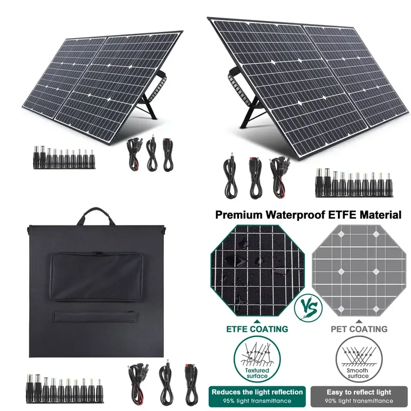 100W Foldable Portable Solar Charger Panel with QC3.0 USB and 60W PD Type-C for Quick Charging Consumer Electronics DC 18V