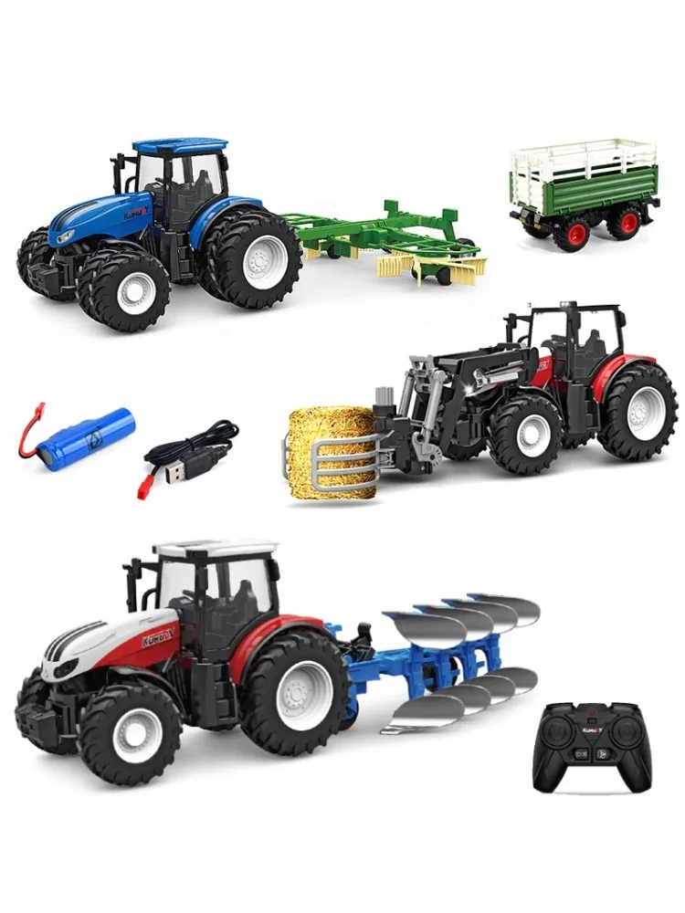 1/24 RC Ciągnik z naczepą 2.4G Elektryczny pojazd rolniczy inżynieryjny Kombajn Sprzęt rolniczy Zabawki Prezenty — 2