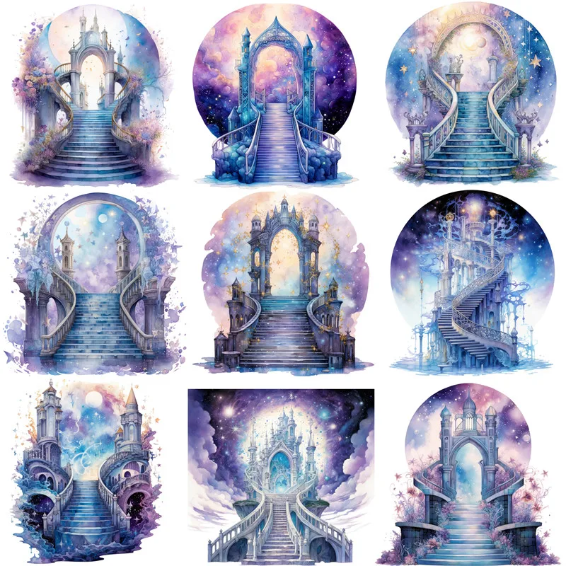 20Pcs/Pack Starry Sky Castle Stairs Sticker DIY Craft Scrapbooking Album Junk Journal Decorative Stickers