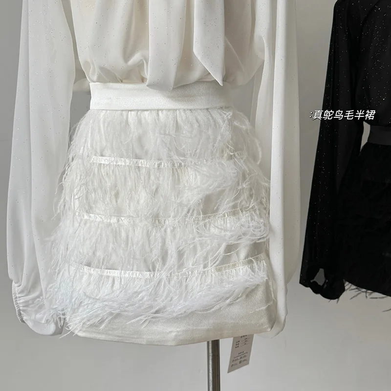 

Women Autumn Winter High Waist Tassel Design Y2K Mini Skirts Fashion Elegant Lady A Line Short Skirt