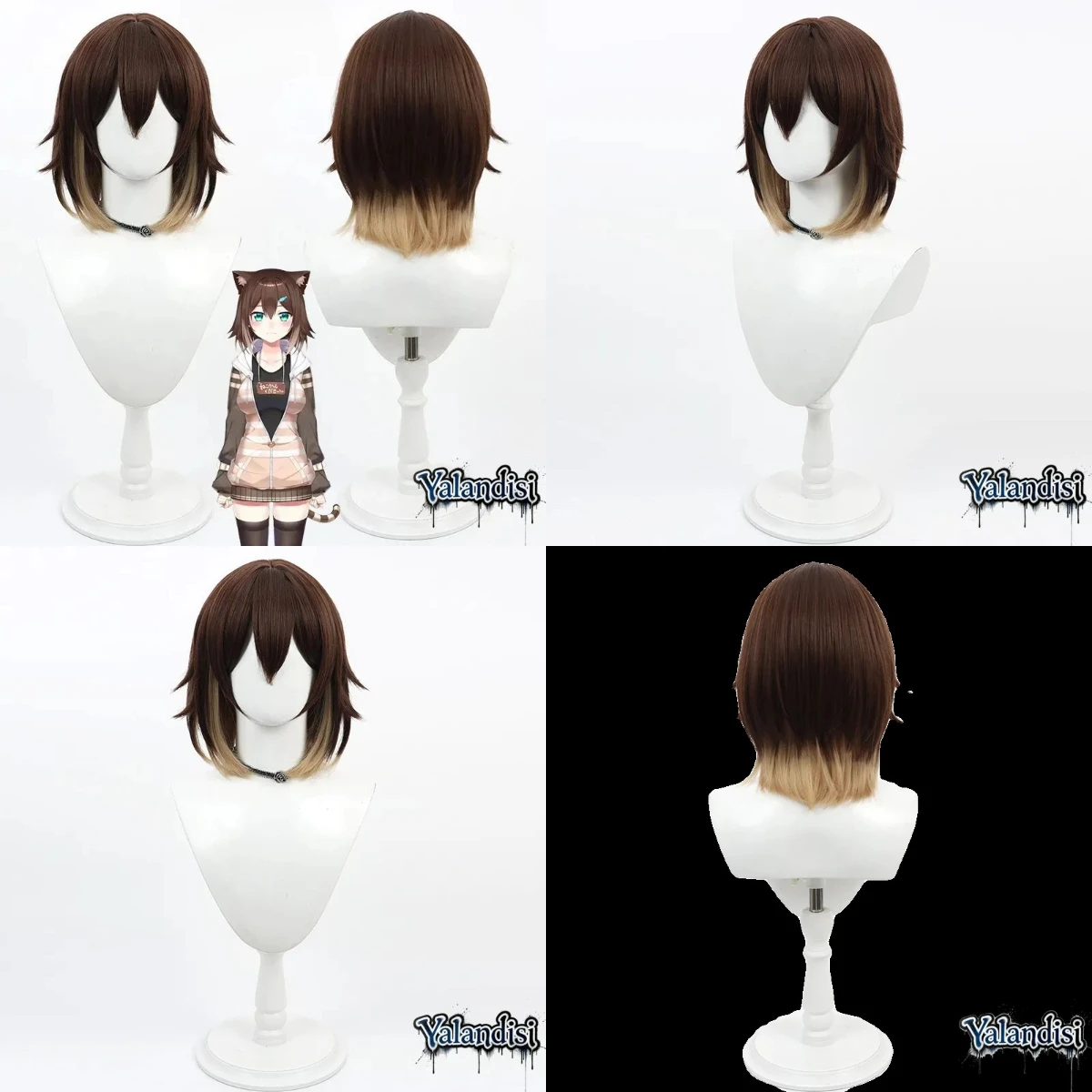 Yalandisi& Virtual YouTube Vtuber Fumino Tamaki Cosplay Wig Halloween Carnival Party Props Synthetic Hair Heat Resistant Fiber