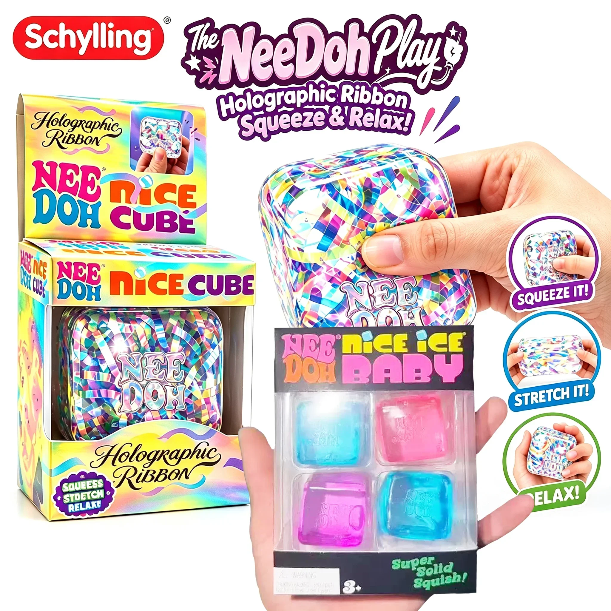 2026 New NEEDOH Holographic Ribbon Squeeze Sensory Colorful Knead Stretch Anxiety Relief ADHD Fidget Leisure Adult Gift*