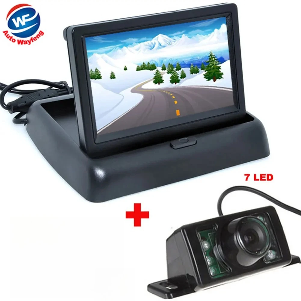 

7LED Night Car CCD Rear View Camera With 4.3 inch Color LCD Car Video Foldable Monitor Camera Auto Parking Assistance