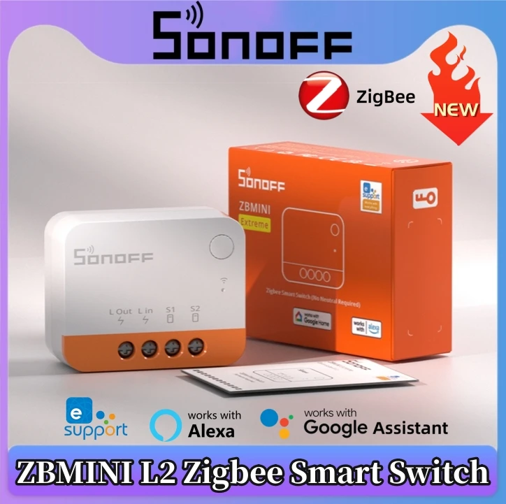 1~5PCS SONOFF ZBMINIL2 Extreme ZigBee Mini Smart Switch No Neutral Wire Required Two-Way Wireless Control EWeLink Alexa Google