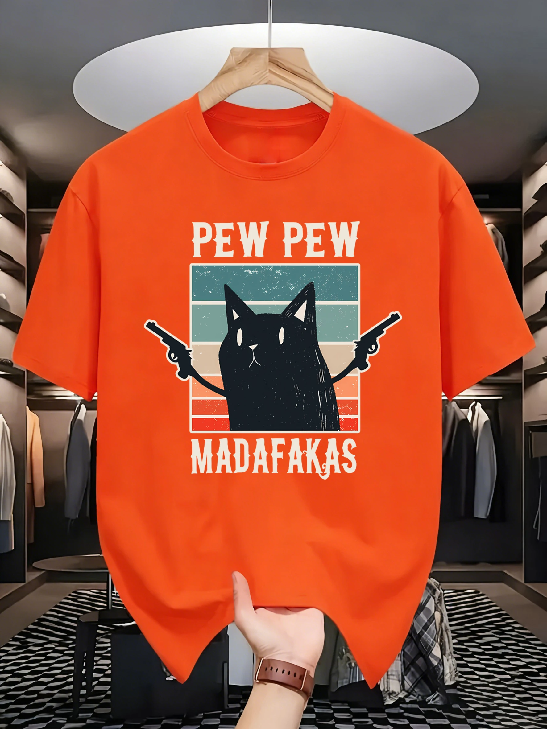 Pew Pew Madafaks Cute Funny Printed Man Fashion T-Shirt Casual All-Match Streetwear Cotton Loose Top Sport O-Neck Unisex T Shirt