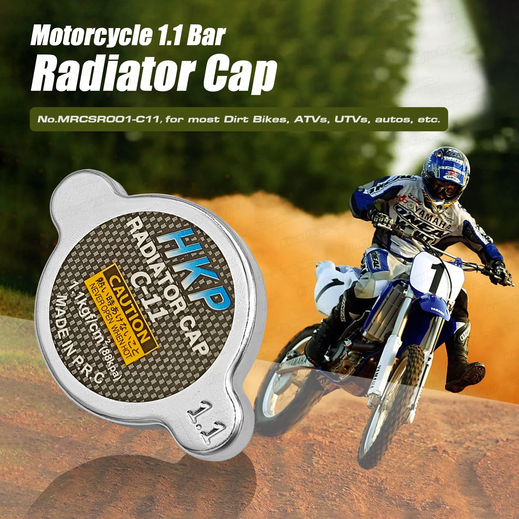JY RACING Motorcycle Stainless Steel Radiator Cap Sub-Assembly Cover 1.1 Bar Universal for Auto Dirt Bike ATV UTV Van Motocross
