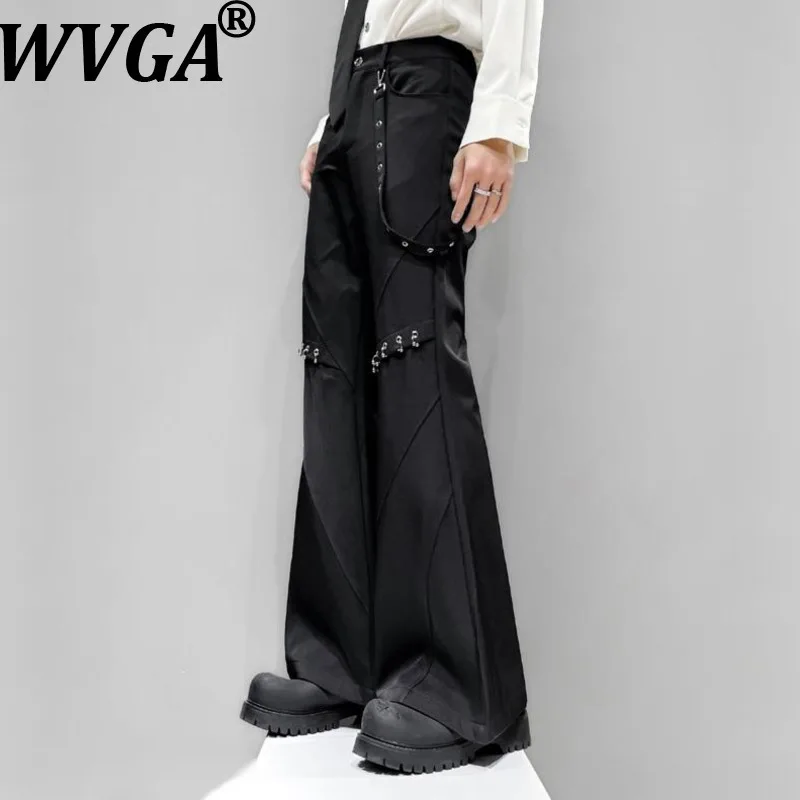 WVGA Spring Autumn New Man Tide High Street Unique Design Suspender Deconstructed Niche Slightly Casual Flared Suit Pants W14021