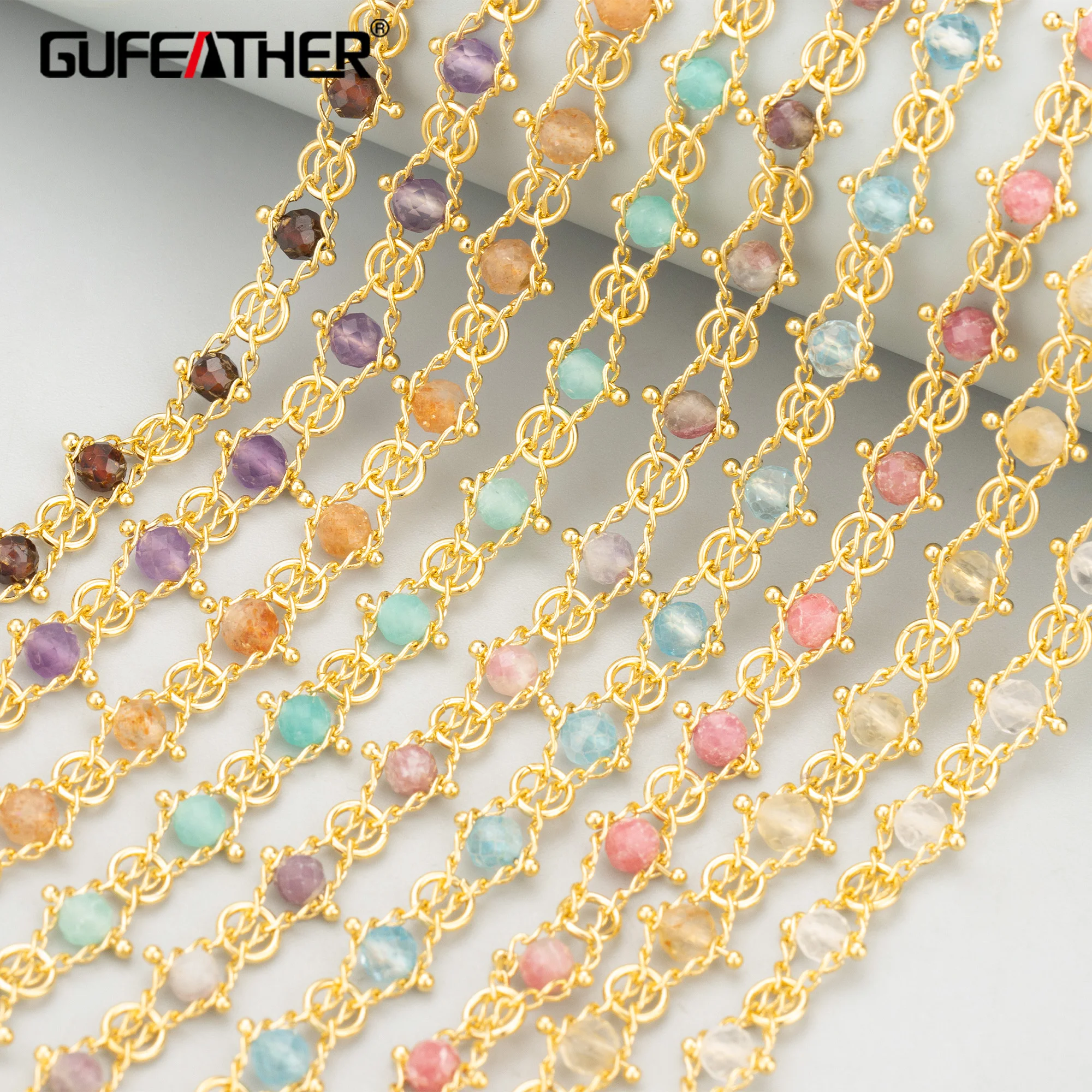 

GUFEATHER,50cm/lot,C437,chain,18k gold rhodium plated,copper,natural stone,charms,handmade,jewelry making,diy bracelet necklace