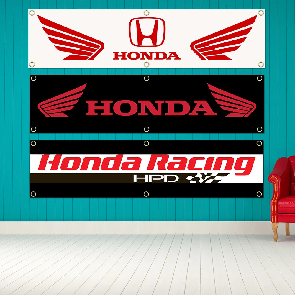 60X240cm Motorcycle For H-Hondas Racing Banner Flag Polyester Printed Garage Wall Art Outdoor Decorations Tapestry Grommets