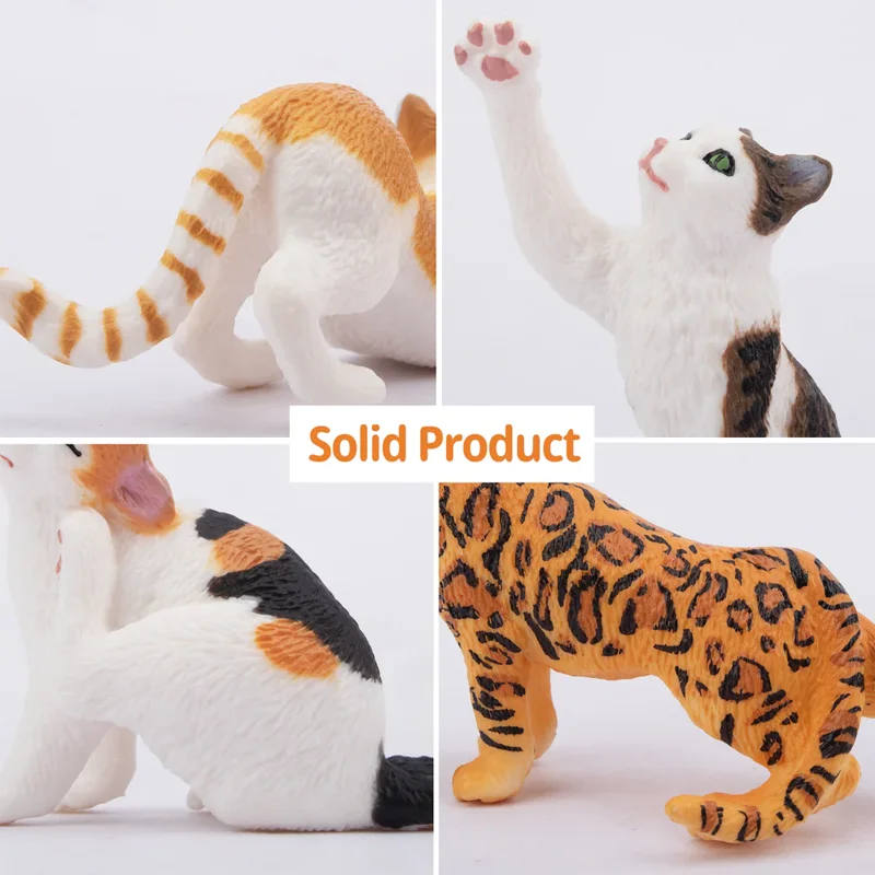 8Pcs Simulation Cat Pet Animal Model Toy Mini Cake Decoration Cats Figures Dolls Action Figurines Toys for Children Set Gift