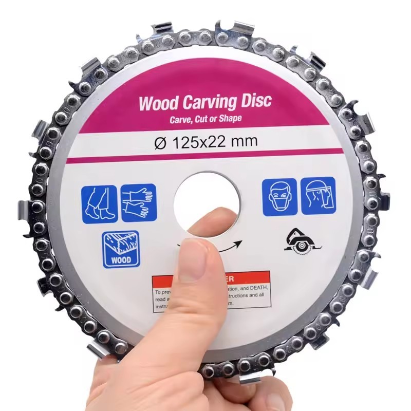  5" (125mm) Wood Cutting Chain Disc for Angle Grinder – Carbide-Tipped Grooving Saw Blade for Woodworking, Notching & Carving 