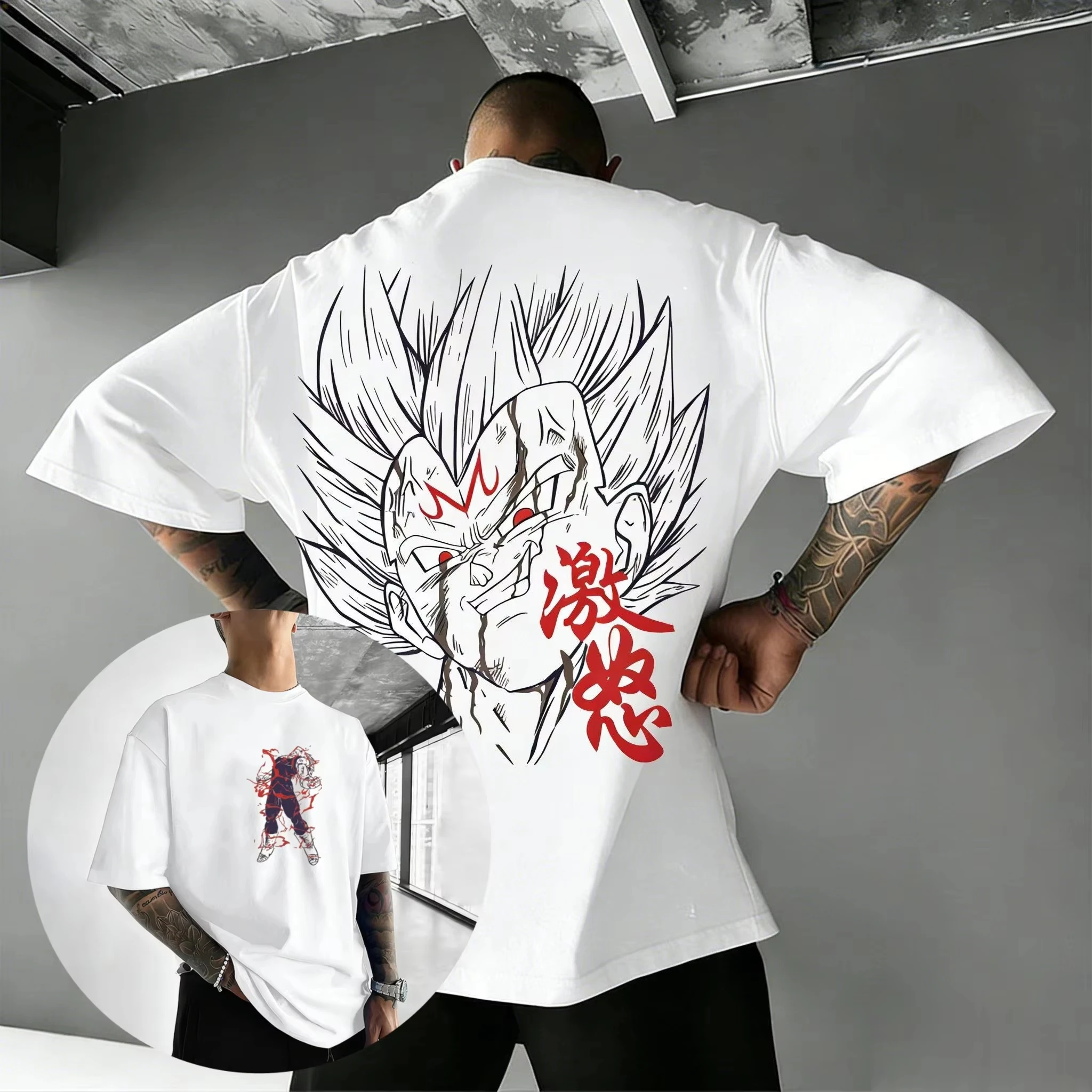 Dragon Ball Anime Vegeta Hand Drawn pure Cotton T-shirt 2026 Men and Women Summer New Trend Hip Hop Casual Short Sleeve Top