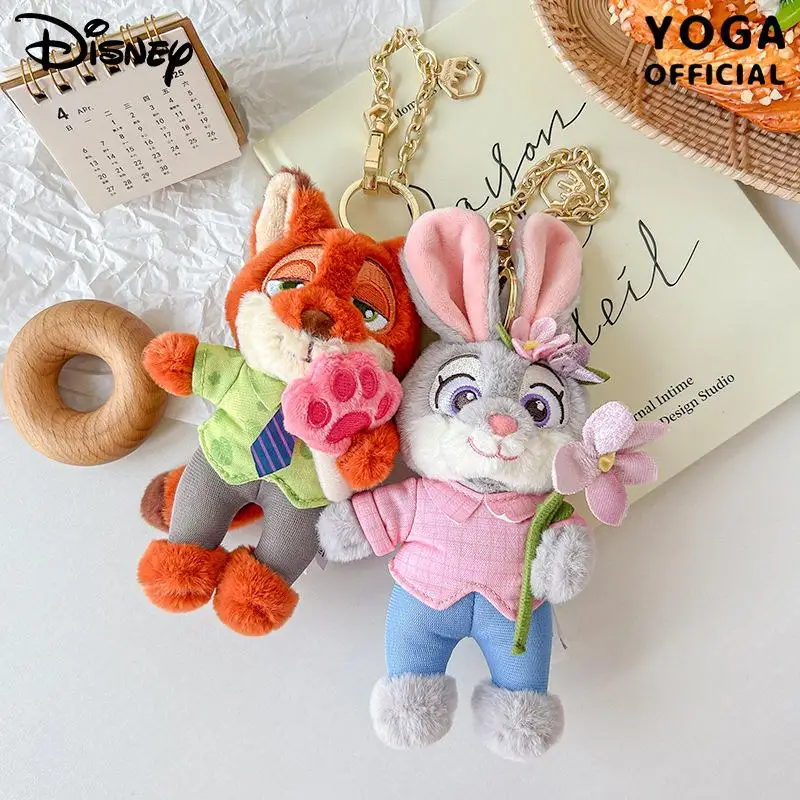 13cm kawaii anime zootopia nick judy chaveiro de pelúcia pingente bonito dos desenhos animados novo clawhauser boneca de pelúcia brinquedo saco pingente presente da criança