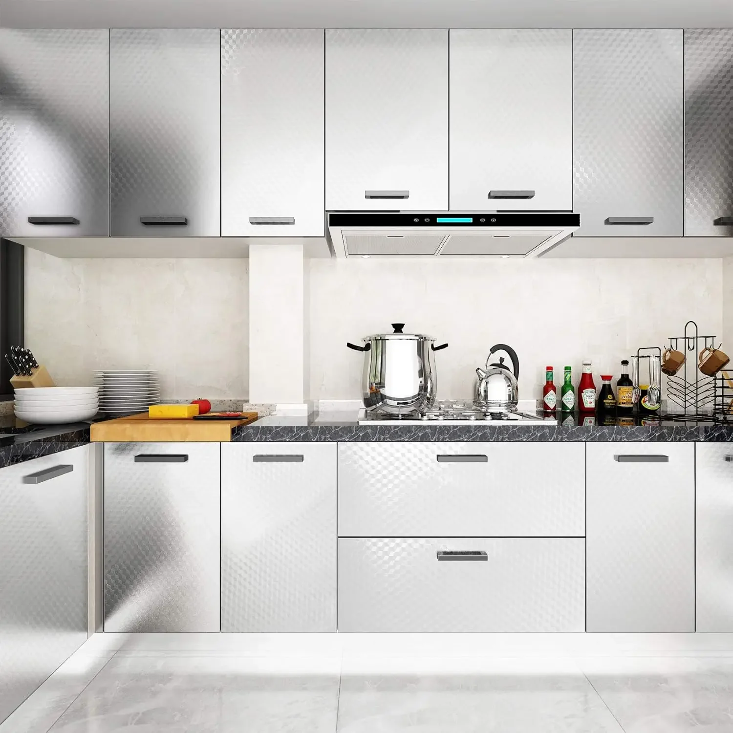 Kitchen Oil-proof Self Adhesive Stickers Anti Fouling High Temperature Waterproof Aluminum Foil Wallpaper Cabinet Contact Papers