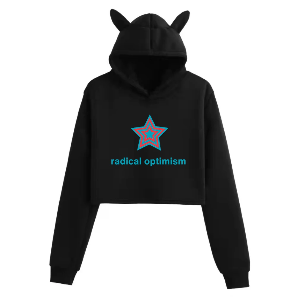 Dua-Lipa radical optimism Star Cat Ears Long Sleeve Crop Tops Girls Fashion Hoodie