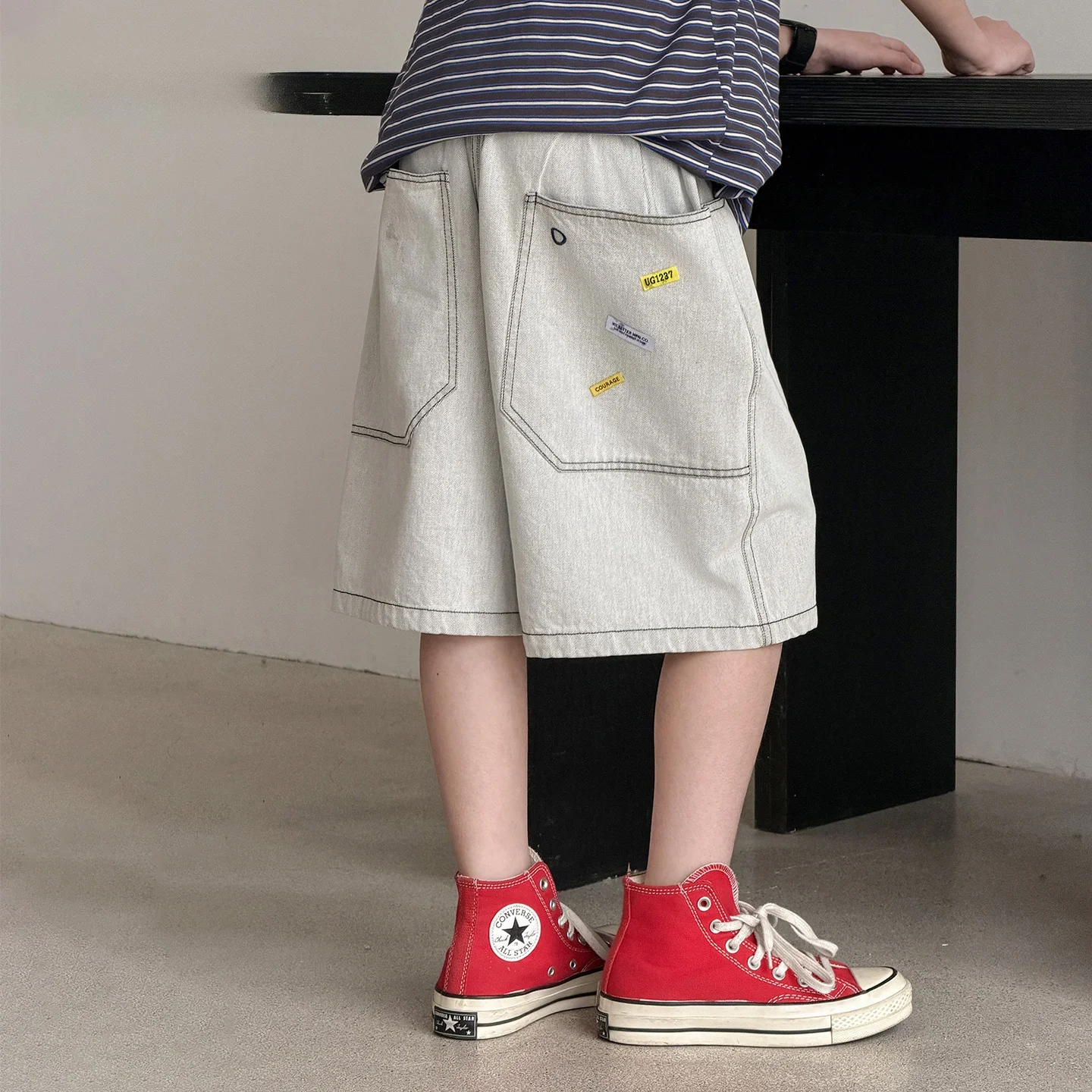 shorts-en-jean-vintage-delave-pour-garcons-coupe-ample-mi-longueur-jambe-droite-taille-elastique-style-workwear-pour-l'ete