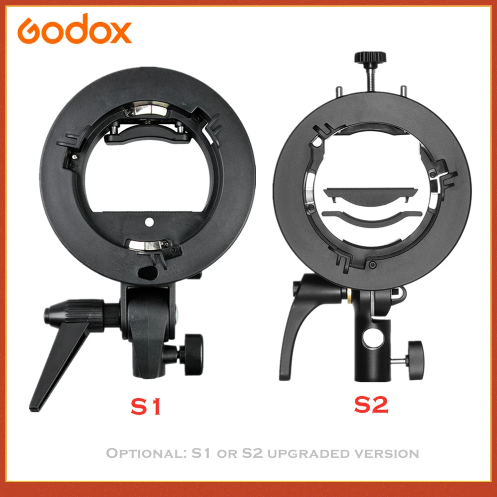 Godox S-Type S1 or S2 Bracket Bowens Mount Holder For Speedlite Flash Snoot Softbox V860II AD200Pro TT600 Beauty Dish Reflector