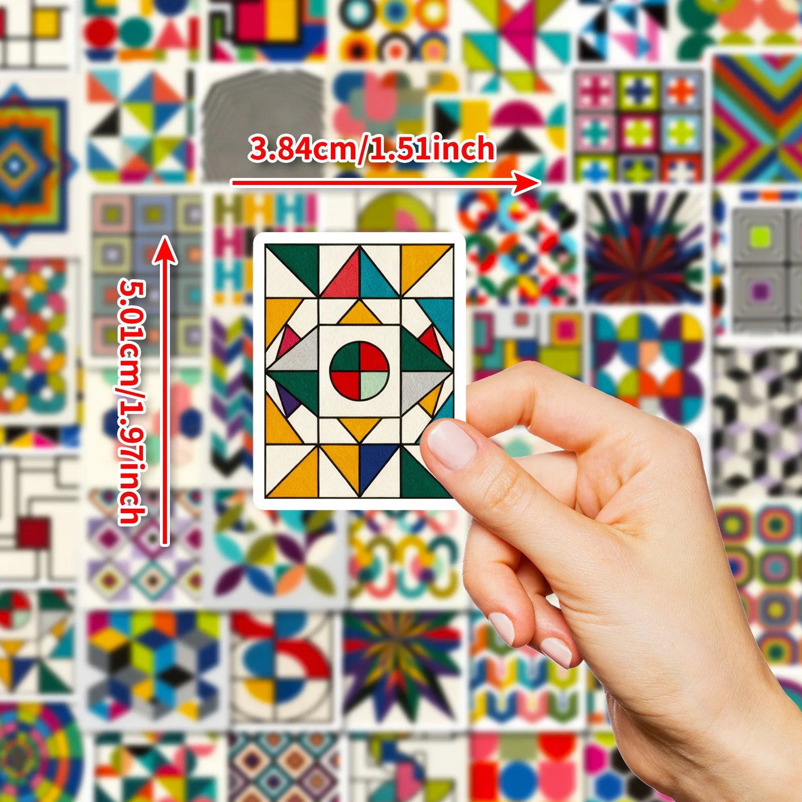 10/56PCS 기하학 그래픽 컬러 스티커 만화 창의력 컬러 시각적 영향 낙서 장식 노트북 기타 전화 데칼