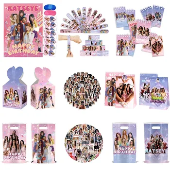 Kids Birthday Party Decoration Supplies Katseye Gift Bag Notebook Plates Balloons Baby…