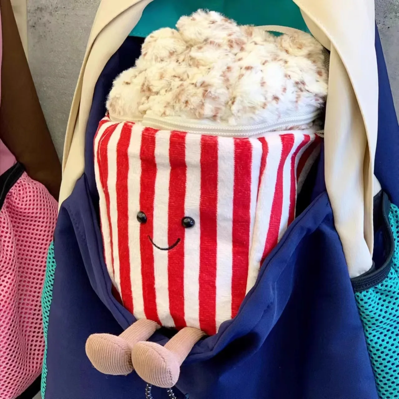 

Cute Popcorn Bucket Crossbody Bag Soft Plush Kawaii Cartoon Shoulder Bag Fun Stuffed Purse Casual Daily Small Handbag