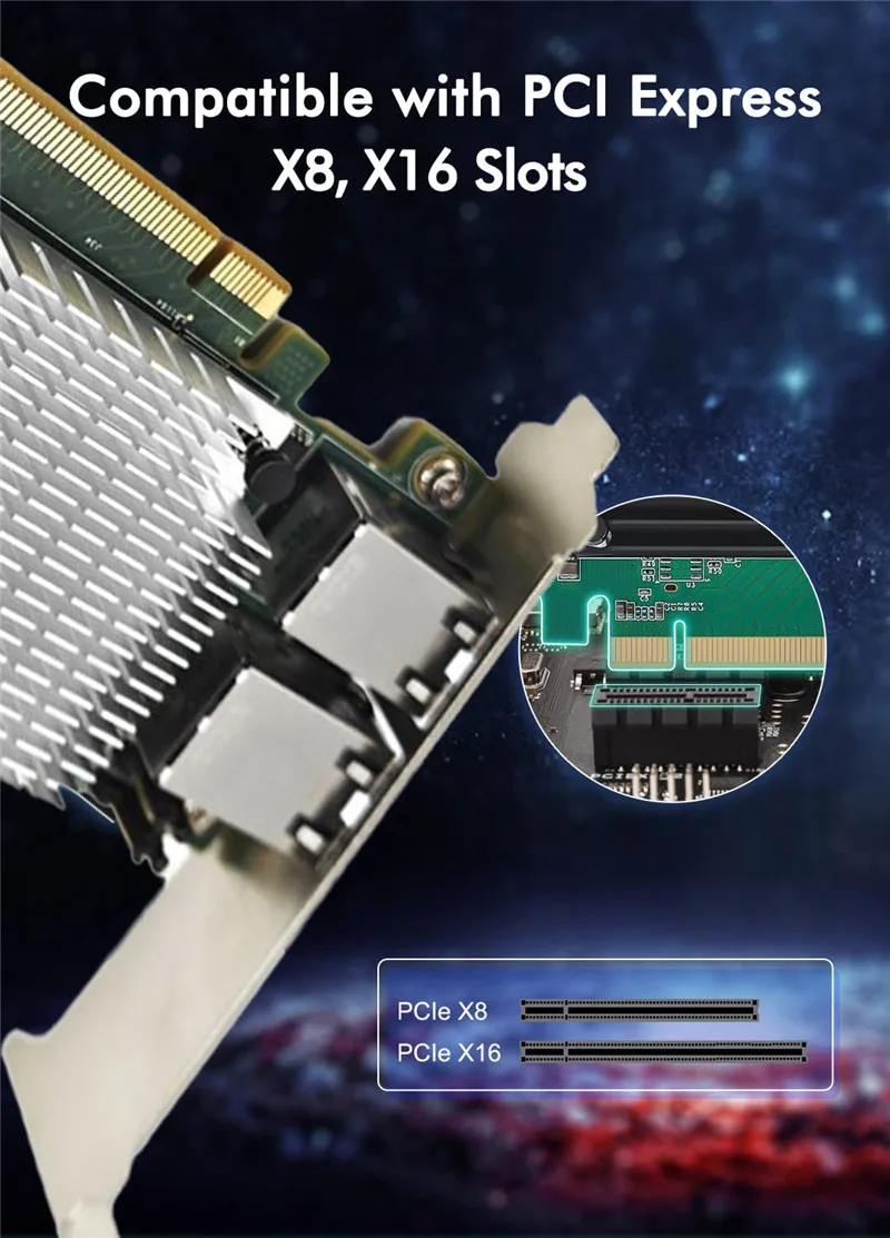 Сетевая карта 10 Гбит/с PCIE к RJ45 X540 Gigabit Ethernet PCI Express с двумя портами LAN-адаптер 10000 Мбит/с для настольного ПК Win10/11
