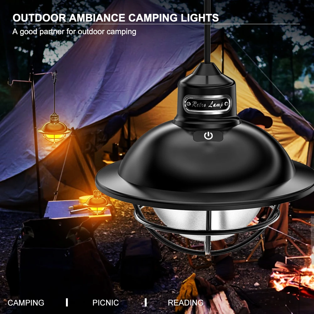 FUNNYDEER LY13 LED 300LM Camping Lantern White+Warm Light Type-C Charging Lamp IPX4 Waterproof Outdoor Camping Lantern with Hook