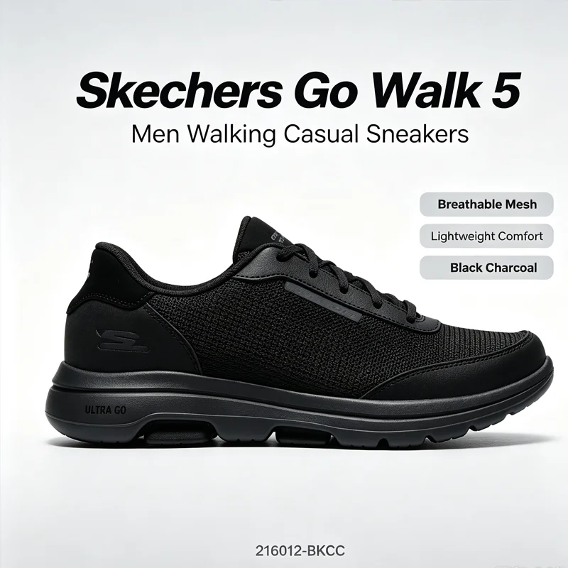 Skechers Men Go Walk 5 Casual Walking Shoes 216012 BKCC Breathable Mesh Sneakers