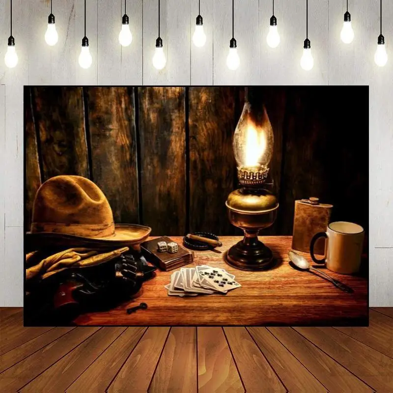 

Western Cowboy Party Wild West Backdrop Wall Photo Fall Farm Warehous Photography Hat Custom Happy Birthday Farmhouse Rustic