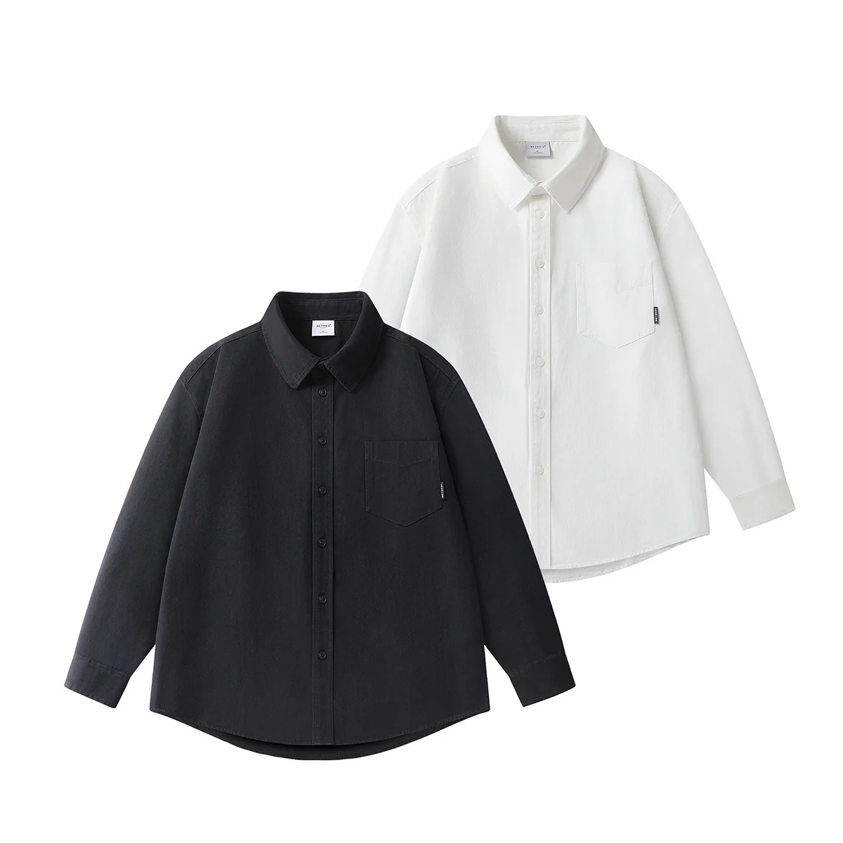 

Ретро-японская однотонная рубашка с длинным рукавом свободного кроя для пар, повседневная модная верхняя одежда, осенняя новинка