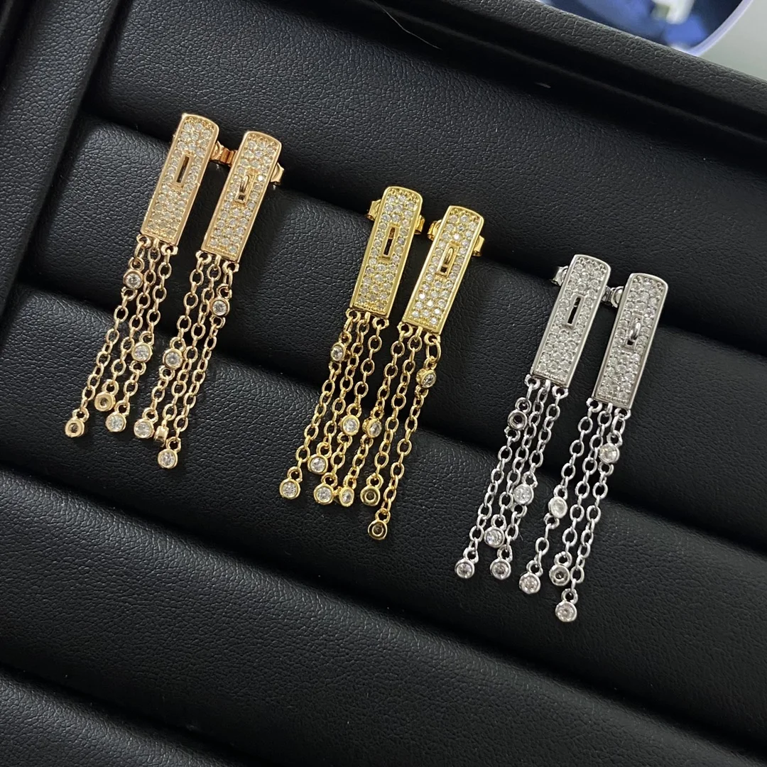 Global Hot Selling Fashion Luxury Jewelry Full Diamond Asymmetric 925 Pure Silver Women's Earrings