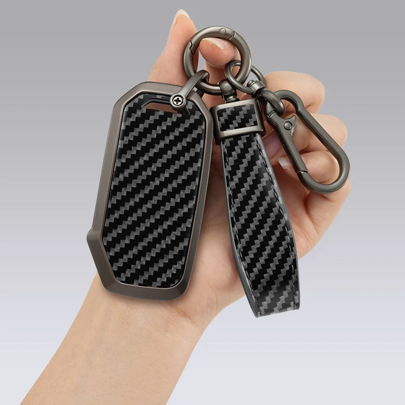 

Zinc Alloy +Leather Carbon Style Car Key Case Cover For KIA Sportage R GT Stinger Sorento Ceed Cerato Forte Niro Soul Telluride