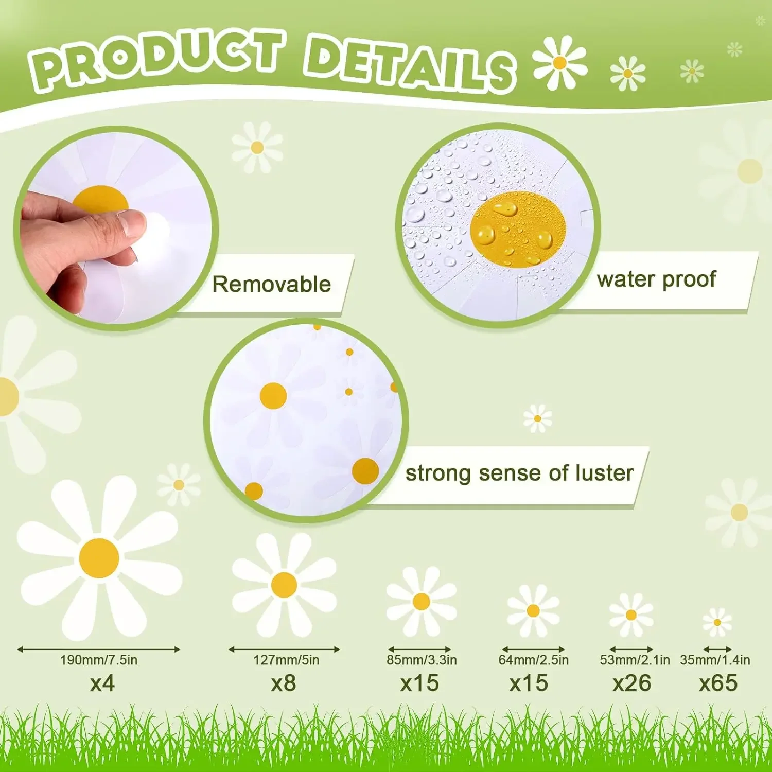133PCS Daisy Flower Exterior Car Stickers Waterproof Auto Body Window Funny Stickers Vehicle Vinyl Decals Tuning Car Decoration
