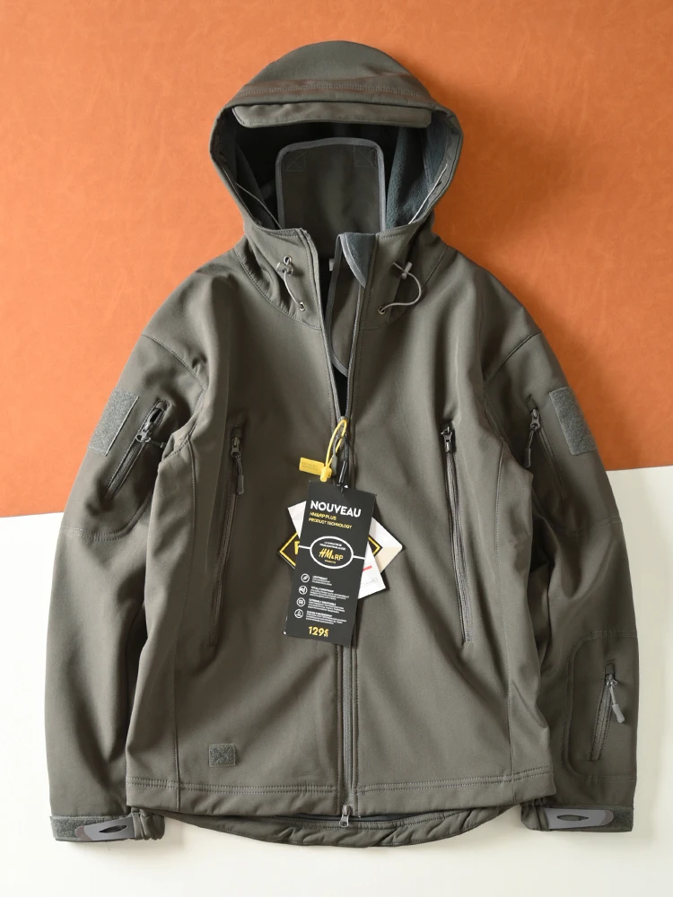 

Men's Outdoor Casual Fleece Lined Hooded Soft Jacket Windproof Waterproof Autumn Winter Fashion Urban Style Long Sleeve