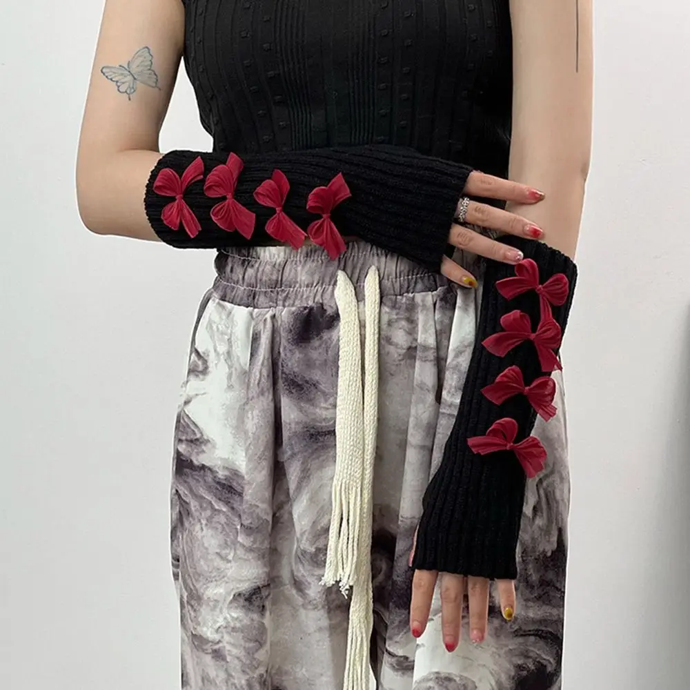 قفازات محبوكة بنصف إصبع للنساء والفتيات ، أكمام اصطناعية ، تدفئة الذراع ، قفازات طويلة للمعصم ، ملحقات JK