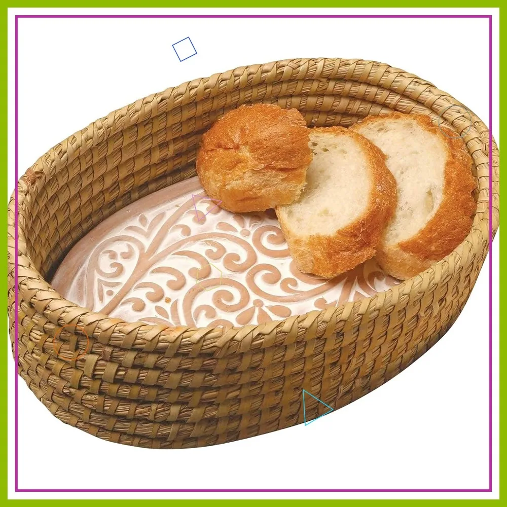 

Terracotta Bread Warmer Basket with Stone - Keep Rolls, Tortillas Warm, Ideal Housewarming Gift for Kitchen