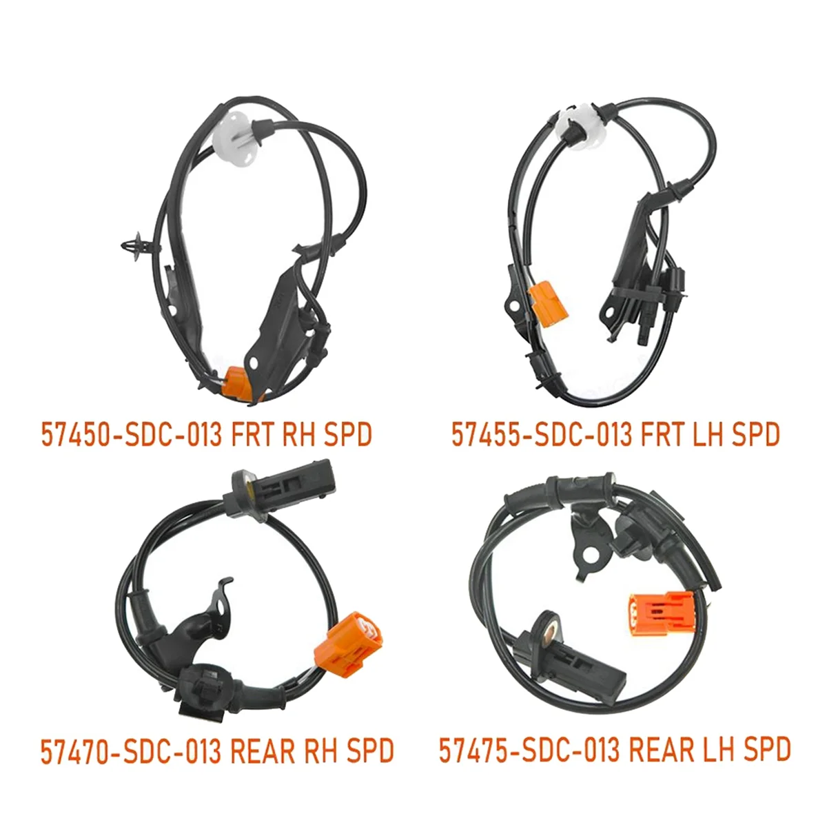 4PCS Front Rear ABS Wheel Speed Sensor 57455-SDC-013 57450-SDC-013 for TSX 2004-2008 Accord 2003-2007