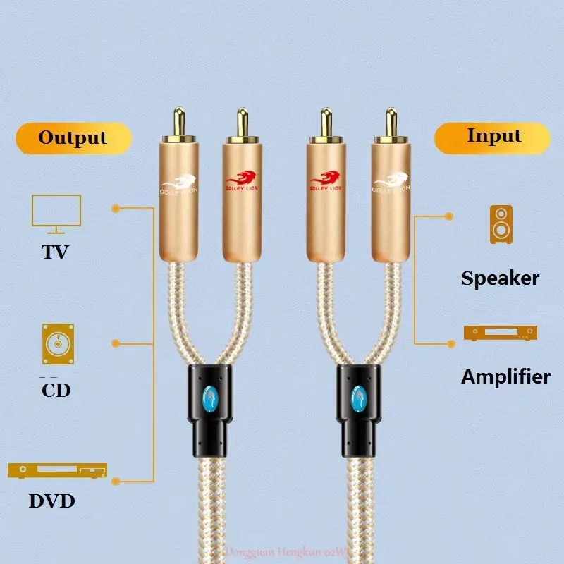 

Hi-fi Audio Cable Dual RCA to Dual RCA Male for Amplifier Speaker TV DVD CD Home Theater Stereo Phono Shielded Cords 0.75-30m