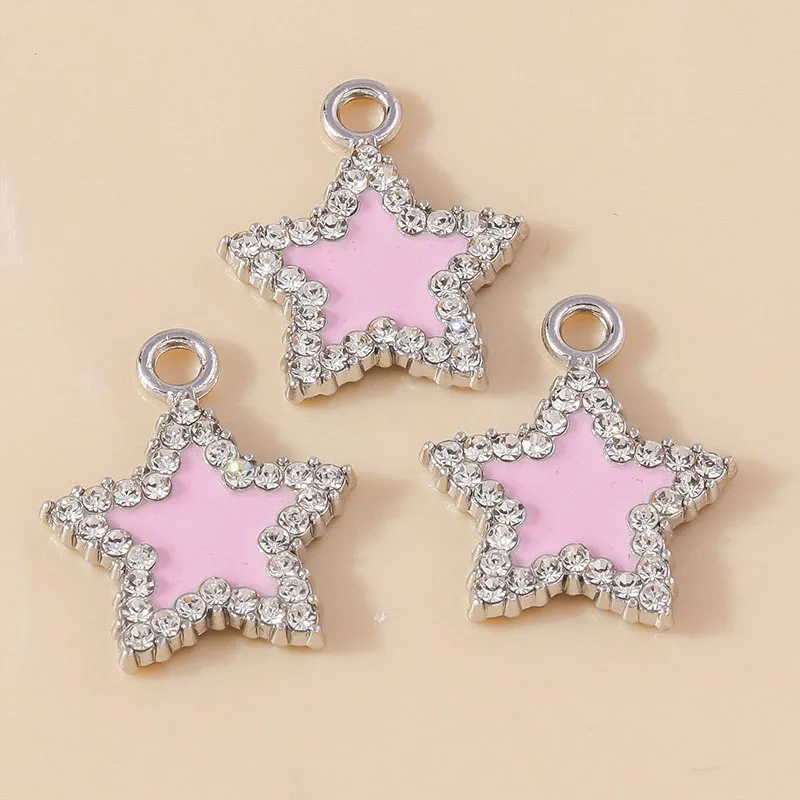 

Leslie 10pcs New Delicate Crystal Five-pointed Stars Charms Pendants for Jewelry Making DIY Earring Necklace Accessories
