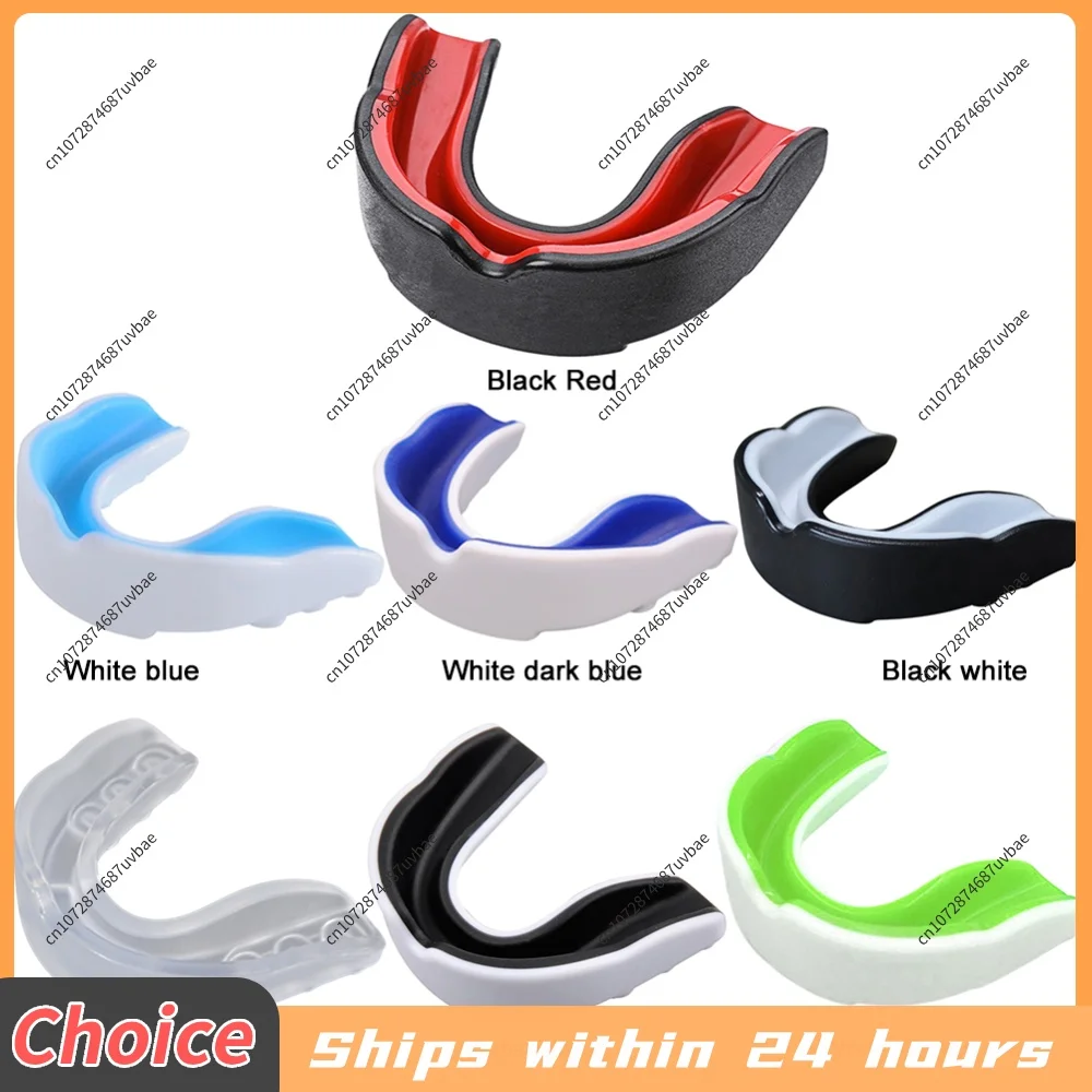 Kids Boxing Gum Shield with Storage Case Mouth Guard EVA Sports Mouth Guard Double Colored for Boxing MMA Kickboxing Muay Thai